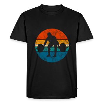 Bodybuilding Bodybuilder GYM Fitnessstudio Retro - Men's Premium Organic T-Shirt - black - Front - Nico (187cm)