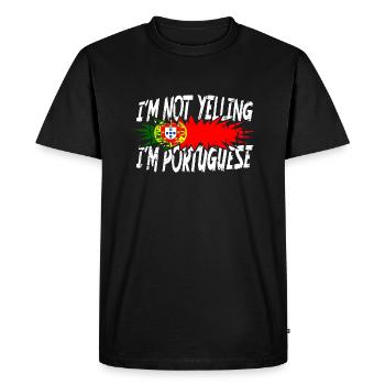 Je ne crie pas que je suis portugais - T-shirt Premium bio Homme - noir - Devant - Nico (187cm)