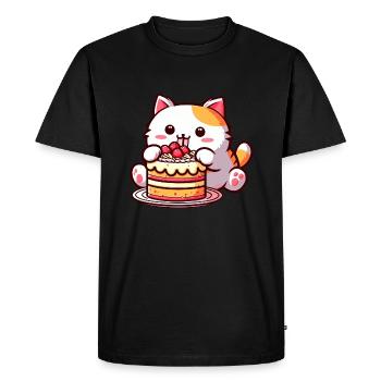 Délice de tarte aux cerises : Grignotines de chat de dessin animé mignon - T-shirt Premium bio Homme - noir - Devant - Nico (187cm)