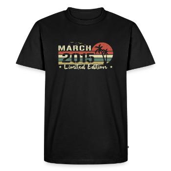 March 9th Anniversary Vintage Born 2015 Vibe - Men's Premium Organic T-Shirt - black - Front - Nico (187cm)