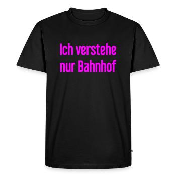 Je ne comprends que la gare - T-shirt Premium bio Homme - noir - Devant - Nico (187cm)