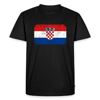 Croatia flag Vintage Adria Croatian used look - Men's Premium Organic T-Shirt - black - Front - Nico (187cm)