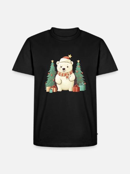 Cute Christmas Polar Bear - Men's Premium Organic T-Shirt - black