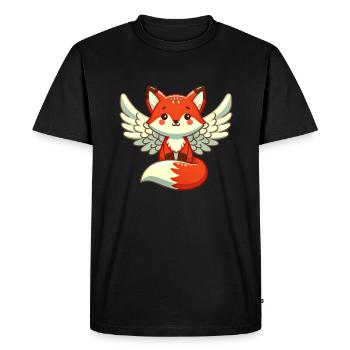 Red Fox Angel - Graceful with wings - Men's Premium Organic T-Shirt - black - Front - Nico (187cm)