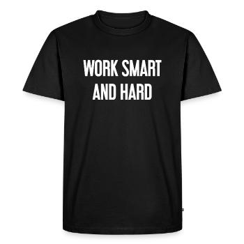 Travailler intelligemment et dur – La devise du succès pour ceux qui agissent - T-shirt Premium bio Homme - noir - Devant - Nico (187cm)