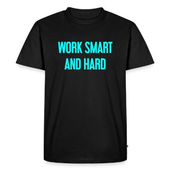 Work Smart and Hard – Success motto for doers - Men's Premium Organic T-Shirt - black - Front - Nico (187cm)