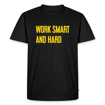 Travailler intelligemment et dur – La devise du succès pour ceux qui agissent - T-shirt Premium bio Homme - noir - Devant - Nico (187cm)