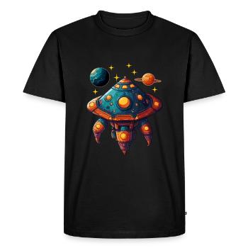 Soucoupe volante de vaisseau spatial imaginative - T-shirt Premium bio Homme - noir - Devant - Nico (187cm)