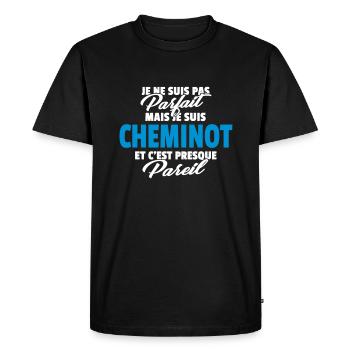 Pas parfait mais cheminot - T-shirt Premium bio Homme - noir - Devant - Nico (187cm)