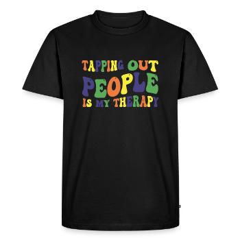 Sortir les gens est ma thérapie - T-shirt Premium bio Homme - noir - Devant - Nico (187cm)