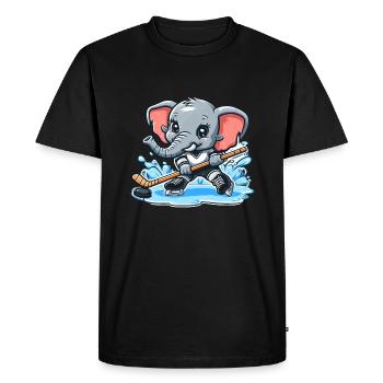 Éléphant comme joueur de hockey sur glace - T-shirt Premium bio Homme - noir - Devant - Nico (187cm)