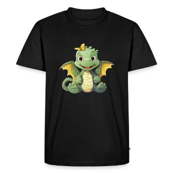 Dino Dinosaur Angel Wings Dragon - Men's Premium Organic T-Shirt - black - Front - Nico (187cm)