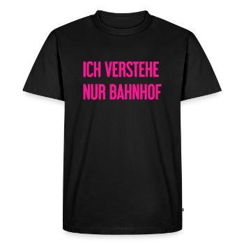 Je ne comprends que la gare - T-shirt Premium bio Homme - noir - Devant - Nico (187cm)