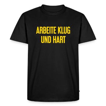 Work Smart And Hard – Success Motto For Doers - Men's Premium Organic T-Shirt - black - Front - Nico (187cm)