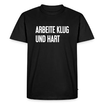 Work Smart And Hard – Success Motto For Doers - Men's Premium Organic T-Shirt - black - Front - Nico (187cm)