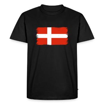 Danemark Drapeau Coups de pinceau Copenhague Look used - T-shirt Premium bio Homme - noir - Devant - Nico (187cm)