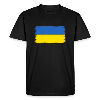 Ukraine Flag Vintage Ukrainian Flag Used Look - Men's Premium Organic T-Shirt - black - Front - Nico (187cm)