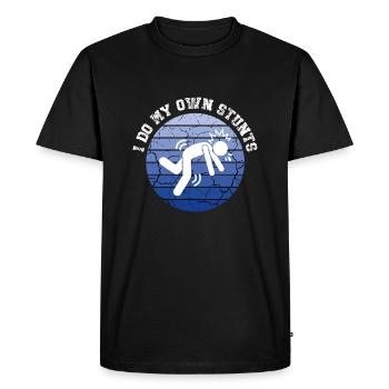 I Do My Own Stunts Still Working On My Landing - Men's Premium Organic T-Shirt - black - Front - Nico (187cm)
