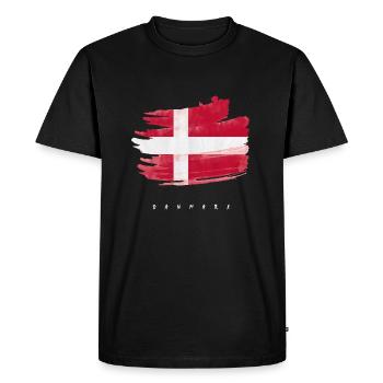 Danemark Drapeau danois Aquarelle - T-shirt Premium bio Homme - noir - Devant - Nico (187cm)