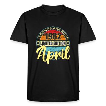 Birthday Saying Legends are born April 1982 - Men's Premium Organic T-Shirt - black - Front - Nico (187cm)