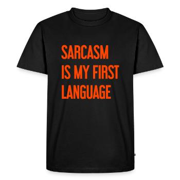 Sarcasm Pro - Men's Premium Organic T-Shirt - black - Front - Nico (187cm)