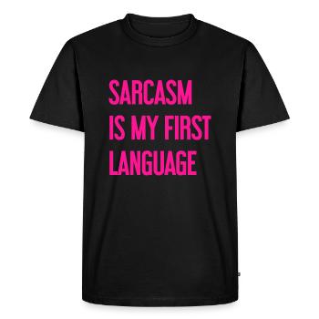 Sarcasm Pro - Men's Premium Organic T-Shirt - black - Front - Nico (187cm)