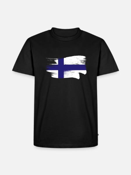 Finnland Flagge Suomi Finnische Fahne Used Look - Männer Premium Bio T-Shirt - Schwarz