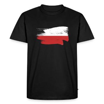 Poland Flag Used Look Polska Polish Flag - Men's Premium Organic T-Shirt - black - Front - Nico (187cm)