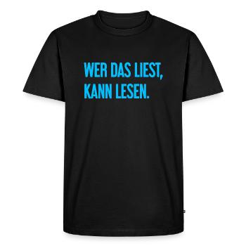 If you read this, you can read. - Men's Premium Organic T-Shirt - black - Front - Nico (187cm)
