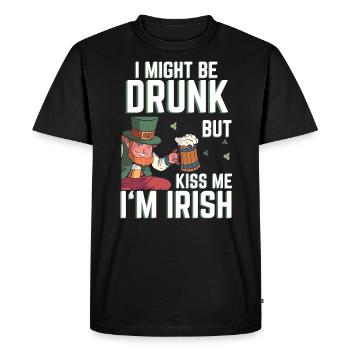 Le jour de la St Patricks : "Saying Kiss Me Im Irish Leprechaun - T-shirt Premium bio Homme - noir - Devant - Nico (187cm)