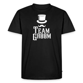 Team Groom Top Hat & Mustache Mens Enterrement de vie de garçon - T-shirt Premium bio Homme - noir - Devant - Nico (187cm)