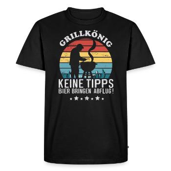 GRILLKÖNIG Le seigneur des grillades - T-shirt Premium bio Homme - noir - Devant - Nico (187cm)
