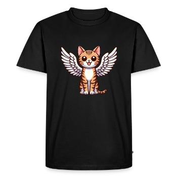 Bengal Cat Angel - Graceful Cat with Wings - Men's Premium Organic T-Shirt - black - Front - Nico (187cm)