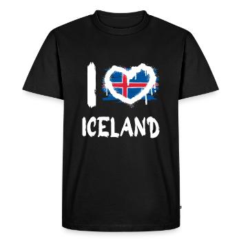 J’aime l’Islande / J’aime l’Islande Pays Pays - T-shirt Premium bio Homme - noir - Devant - Nico (187cm)