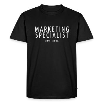 Spécialiste en marketing Est. 2023 Diplômé Marketer - T-shirt Premium bio Homme - noir - Devant - Nico (187cm)