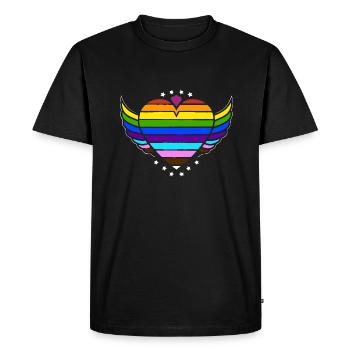 Rainbow Connection Embrace, Happy Pride - Men's Premium Organic T-Shirt - black - Front - Nico (187cm)