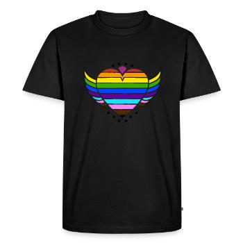 Rainbow Connection Embrace, Happy Pride - Men's Premium Organic T-Shirt - black - Front - Nico (187cm)