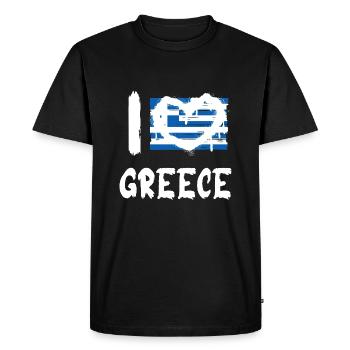 I love Greece / I love Greece Country Countries - Men's Premium Organic T-Shirt - black - Front - Nico (187cm)