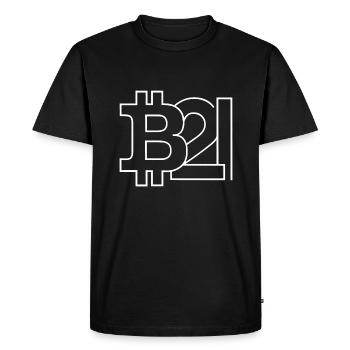 Bitcoin Silhouette 21 millions de devises - T-shirt Premium bio Homme - noir - Devant - Nico (187cm)