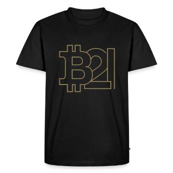 Bitcoin Silhouette 21 millions de devises - T-shirt Premium bio Homme - noir - Devant - Nico (187cm)