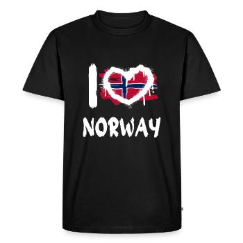 J’aime la Norvège / J’aime la Norvège Pays - T-shirt Premium bio Homme - noir - Devant - Nico (187cm)