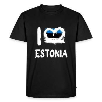 J’aime l’Estonie / J’aime l’Estonie Pays - T-shirt Premium bio Homme - noir - Devant - Nico (187cm)