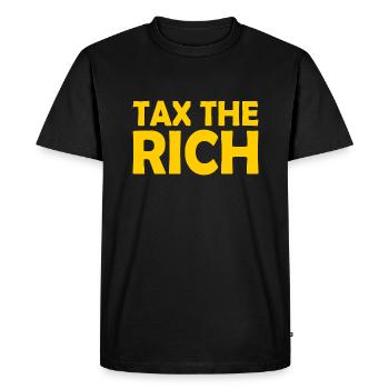 Tax the rich - Men's Premium Organic T-Shirt - black - Front - Nico (187cm)