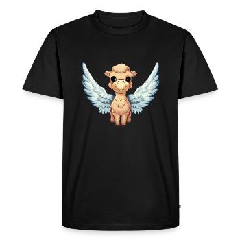 Ange lama avec des ailes - T-shirt Premium bio Homme - noir - Devant - Nico (187cm)