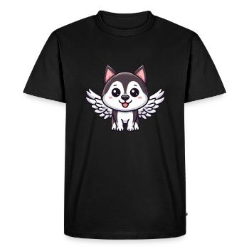 Ange Husky, Aile Bande Dessinée, Chien Du Ciel - T-shirt Premium bio Homme - noir - Devant - Nico (187cm)