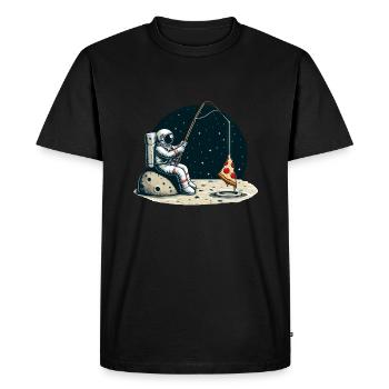 Astronaute Pizza Pêche Lune Espace - T-shirt Premium bio Homme - noir - Devant - Nico (187cm)