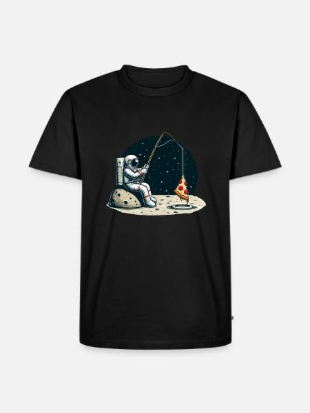 Astronaut Pizza Fishing Moon Space - Men's Premium Organic T-Shirt - black