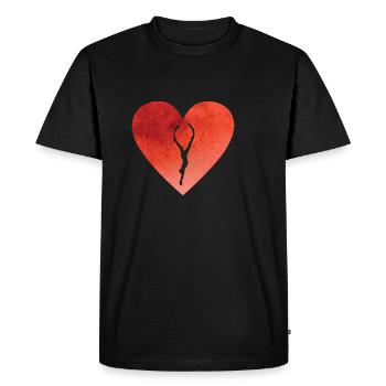 Heart with apnea diver who is diving - Men's Premium Organic T-Shirt - black - Front - Nico (187cm)