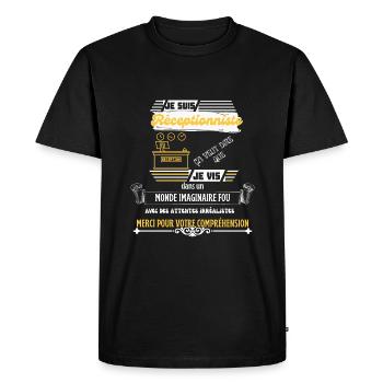 Je suis réceptionniste | Humour réceptionnistes - T-shirt Premium bio Homme - noir - Devant - Nico (187cm)