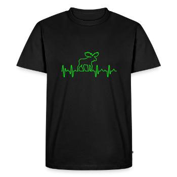 Moose Älg Moose Bull Moose Vache Battement de coeur - T-shirt Premium bio Homme - noir - Devant - Nico (187cm)